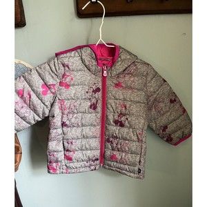 Disney Baby Gap Minnie Daisy Puffy Coat Hooded Jacket 18-24mo Grey Pink